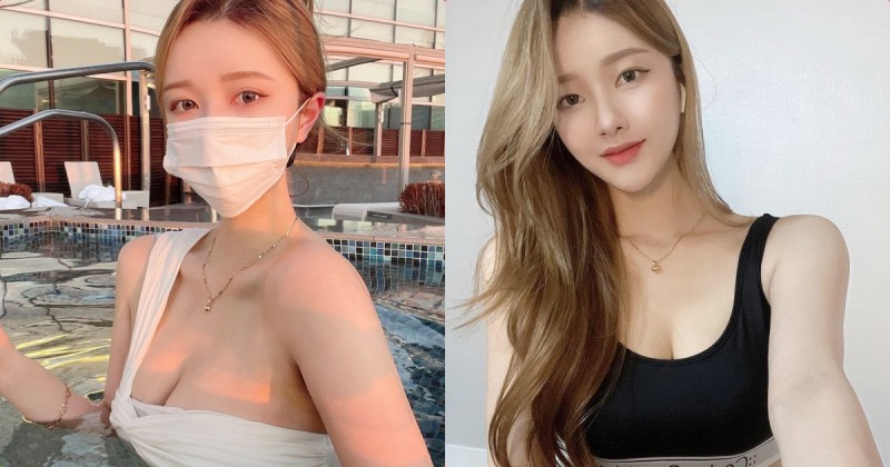 乳量好豐滿的「正妹老闆娘」，運動時的自拍深溝超辣！