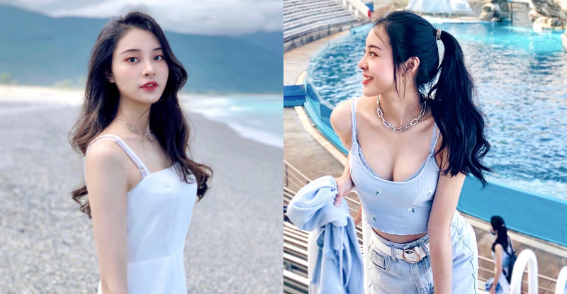 「清新天菜」遊海洋公園大開放，觀眾台直接倒出「隱藏嫩乳」