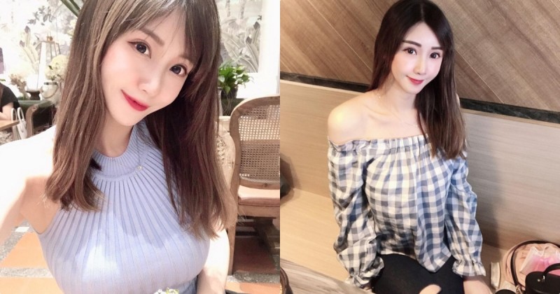 正妹「熊熊」削肩毛衣好凸顯兇兇曲線， 台南喝下午茶讓人想衝一波！